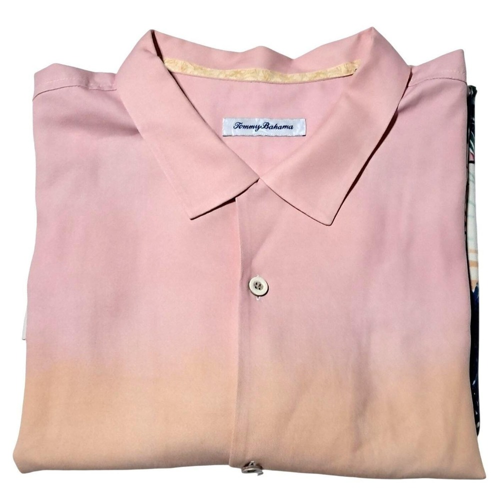 Tommy Bahama Camp Shirt Men XXL Pink Ombre Tropical Silk Floral ST326242 - Picture 9 of 13